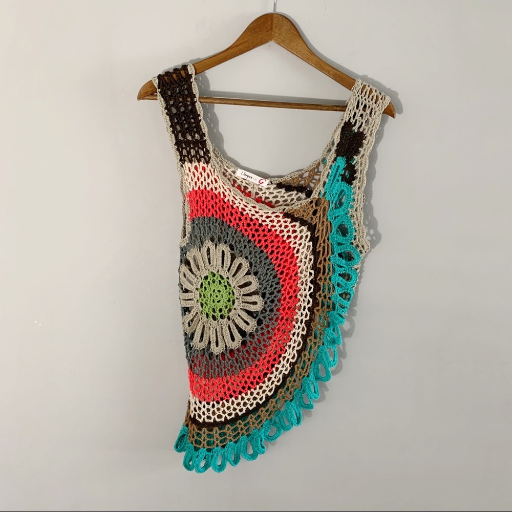 Umgee Large Assymetrical Crochet Tank